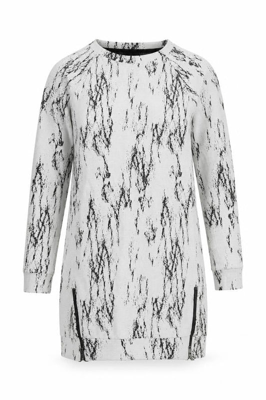 Next Women Grey Knit Shift Dress Size 12 Long Sleeve Zip Detail