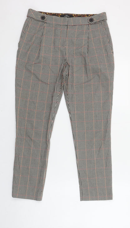 Next Tailoring Women's Multicoloured Check Slim Tapered Trousers Size 8
