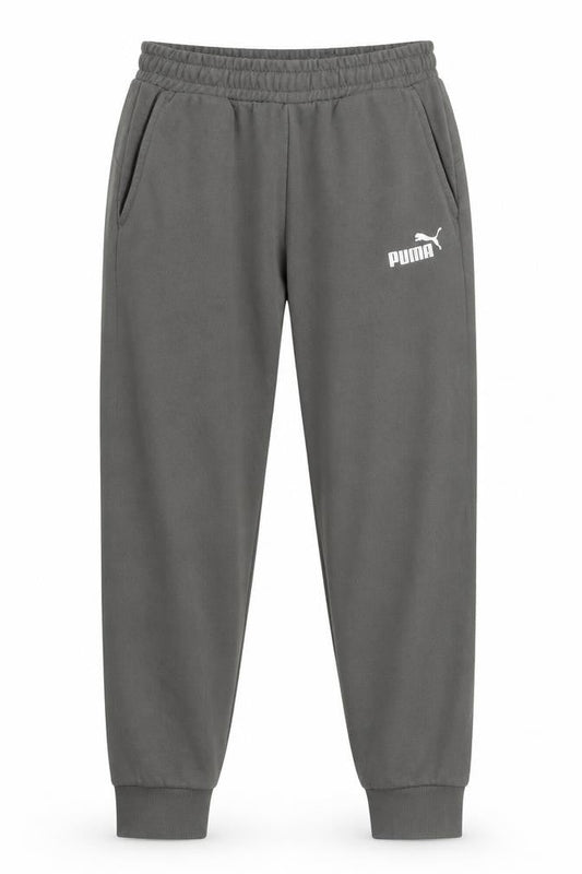 Front view of Puma Men's Grey Jogger Sweatpants S Regular Fit Elastic Waist