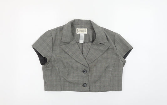 Karin Stevens Women's Grey Check Cropped Short Sleeve Suit Jacket Size 10