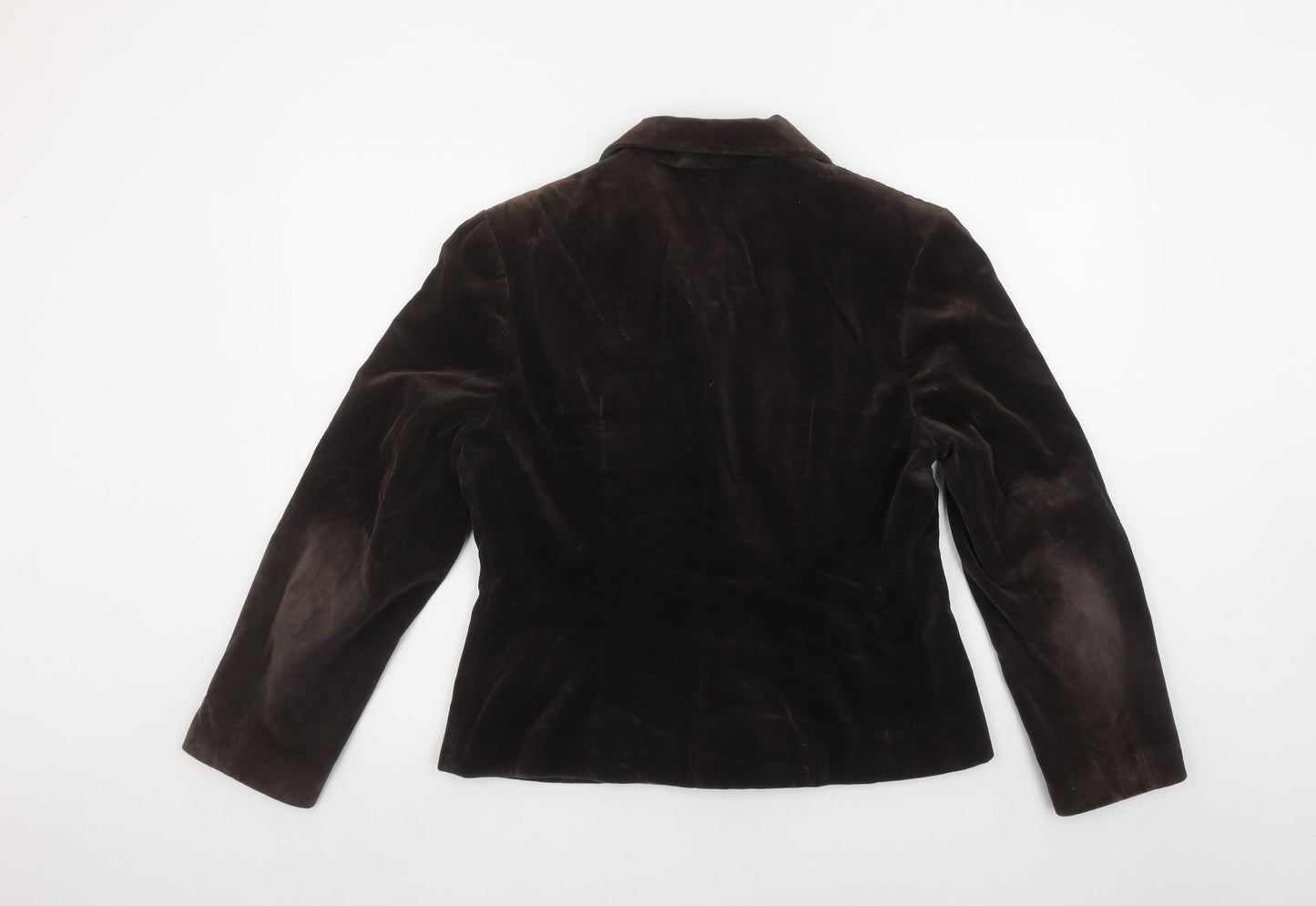 Blunauta Women Brown Velvet Single-Breasted Blazer UK 20 Classic Fit