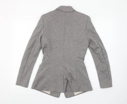 H&M Women's Grey Regular Fit Two-Button Blazer Jacket Size 8