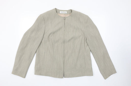 Bianca Women Beige Regular Fit Zip Suit Jacket Size 14