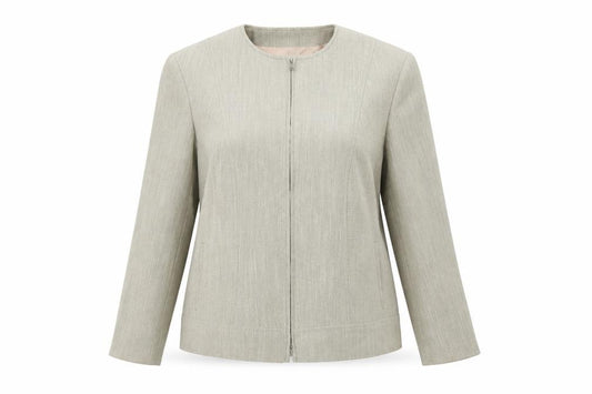 Bianca Women Beige Regular Fit Zip Suit Jacket Size 14