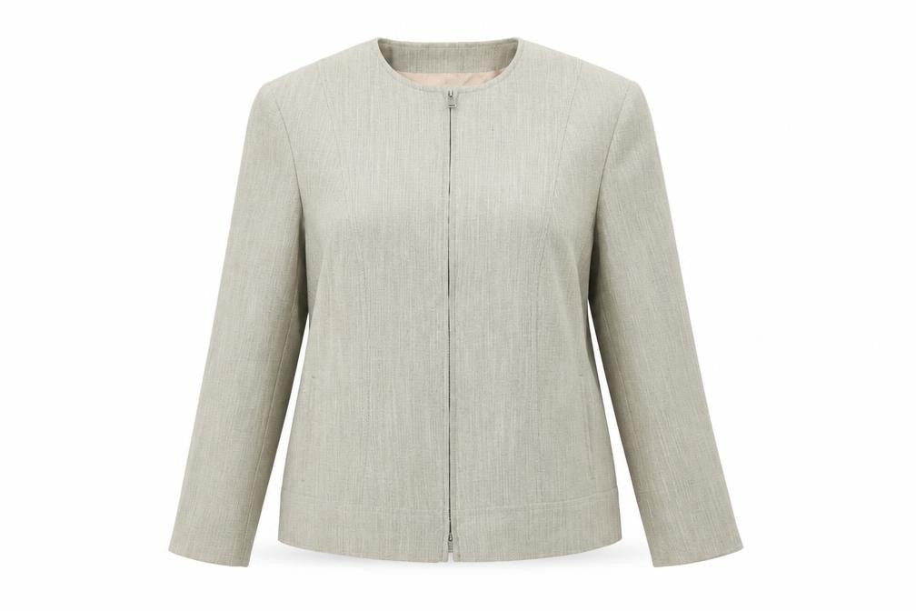 Bianca Women Beige Regular Fit Zip Suit Jacket Size 14