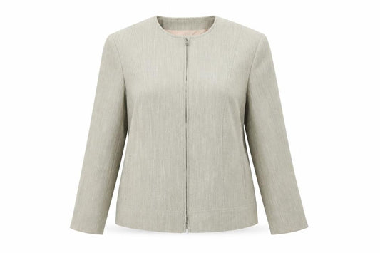 Bianca Women Beige Regular Fit Zip Suit Jacket Size 14