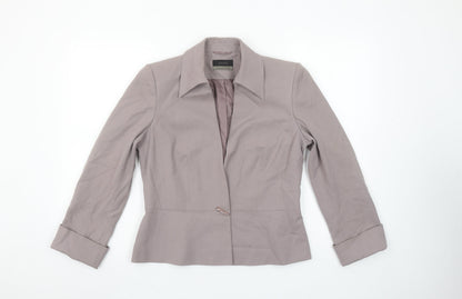 Additional front view of Principles Collection women’s beige single-breasted suit jacket, size UK 12