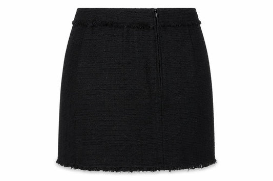 H&M Women Black Tweed Mini Skirt Size 10 Straight Pencil Style