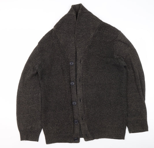 David Jones Women Brown Wool Blend Slim Fit Cardigan L
