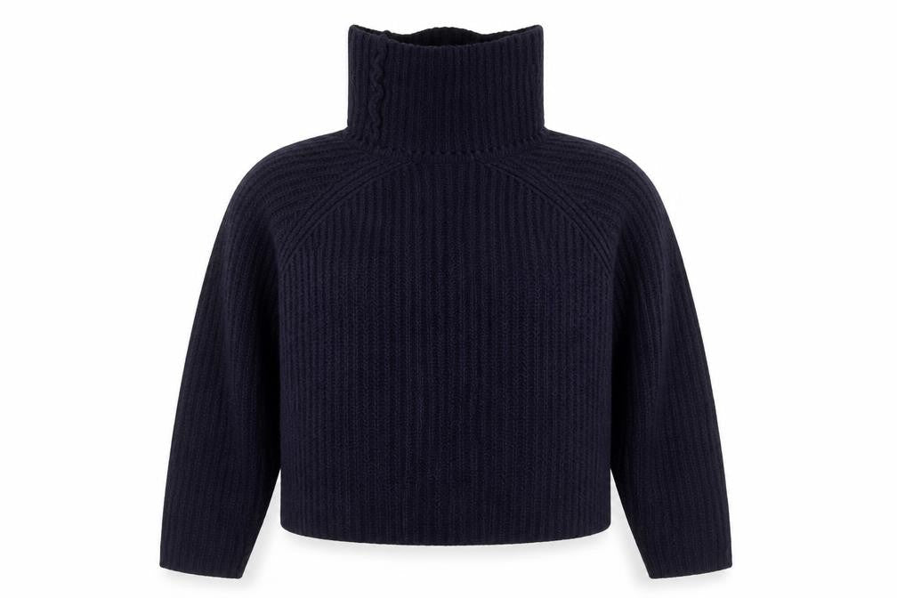 Zara Knit Women’s Navy Blue Roll Neck Wool Jumper Size L