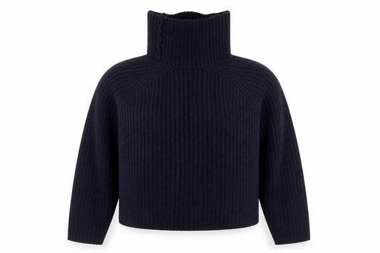 Zara Knit Women’s Navy Blue Roll Neck Wool Jumper Size L
