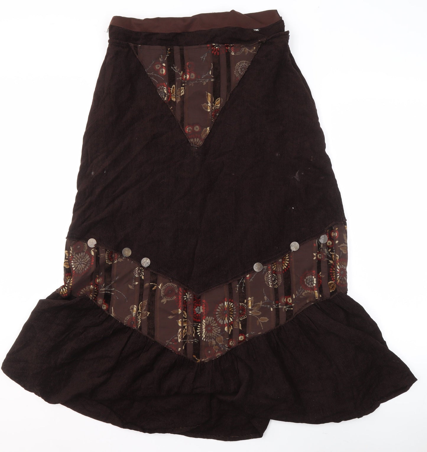 ARS Collection Women Brown Floral Corduroy Fit & Flare Midi Dress Size 14