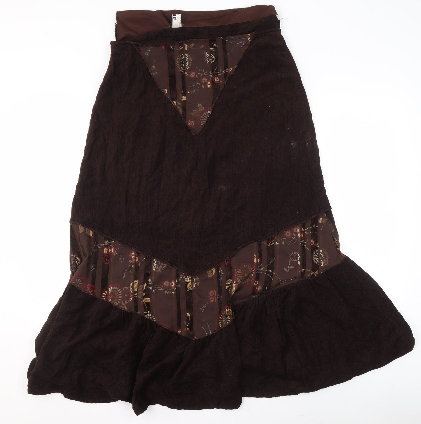 ARS Collection Women Brown Floral Corduroy Fit & Flare Midi Dress Size 14