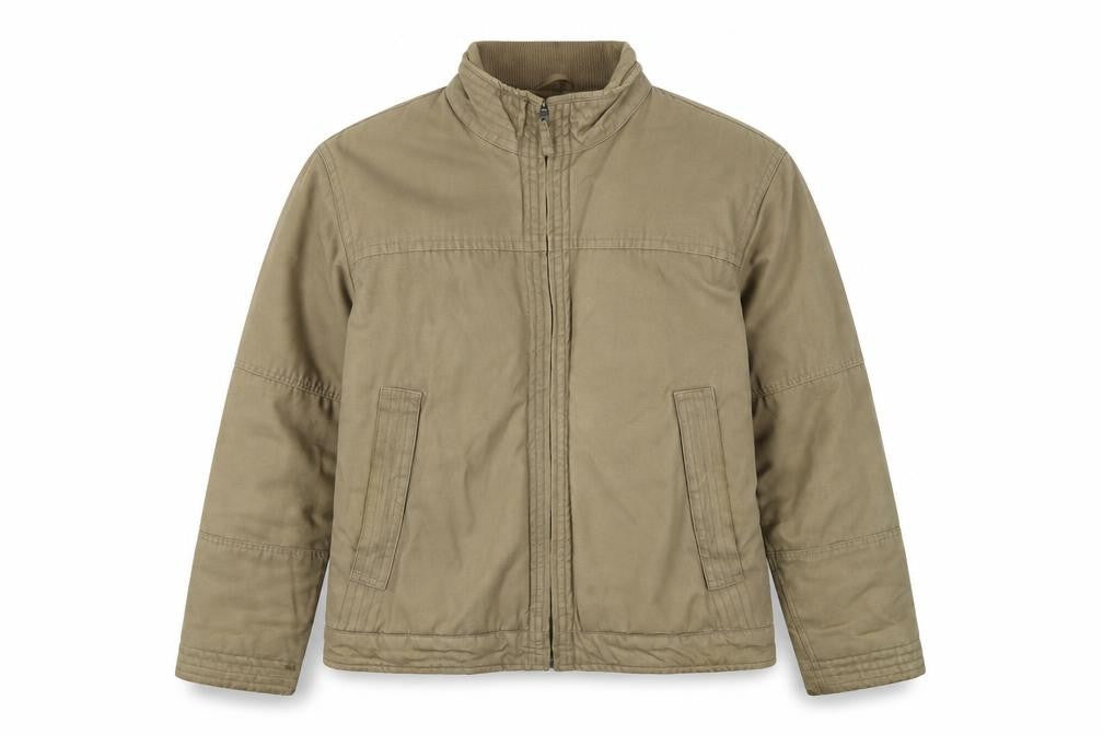 BHS Men’s Beige Cotton Zip-Up Basic Jacket L 42in Classic Style