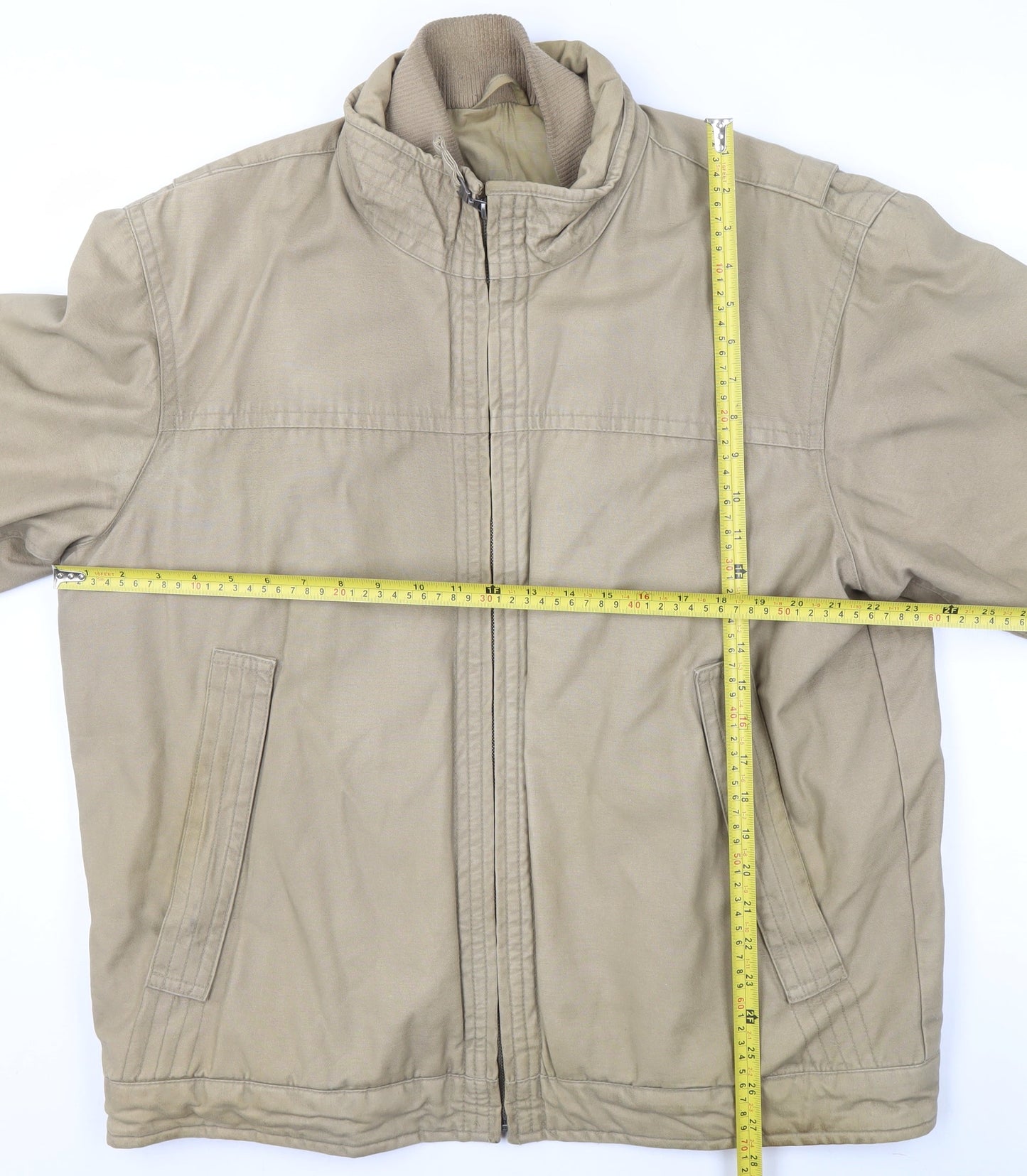 BHS Men’s Beige Cotton Zip-Up Basic Jacket L 42in Classic Style