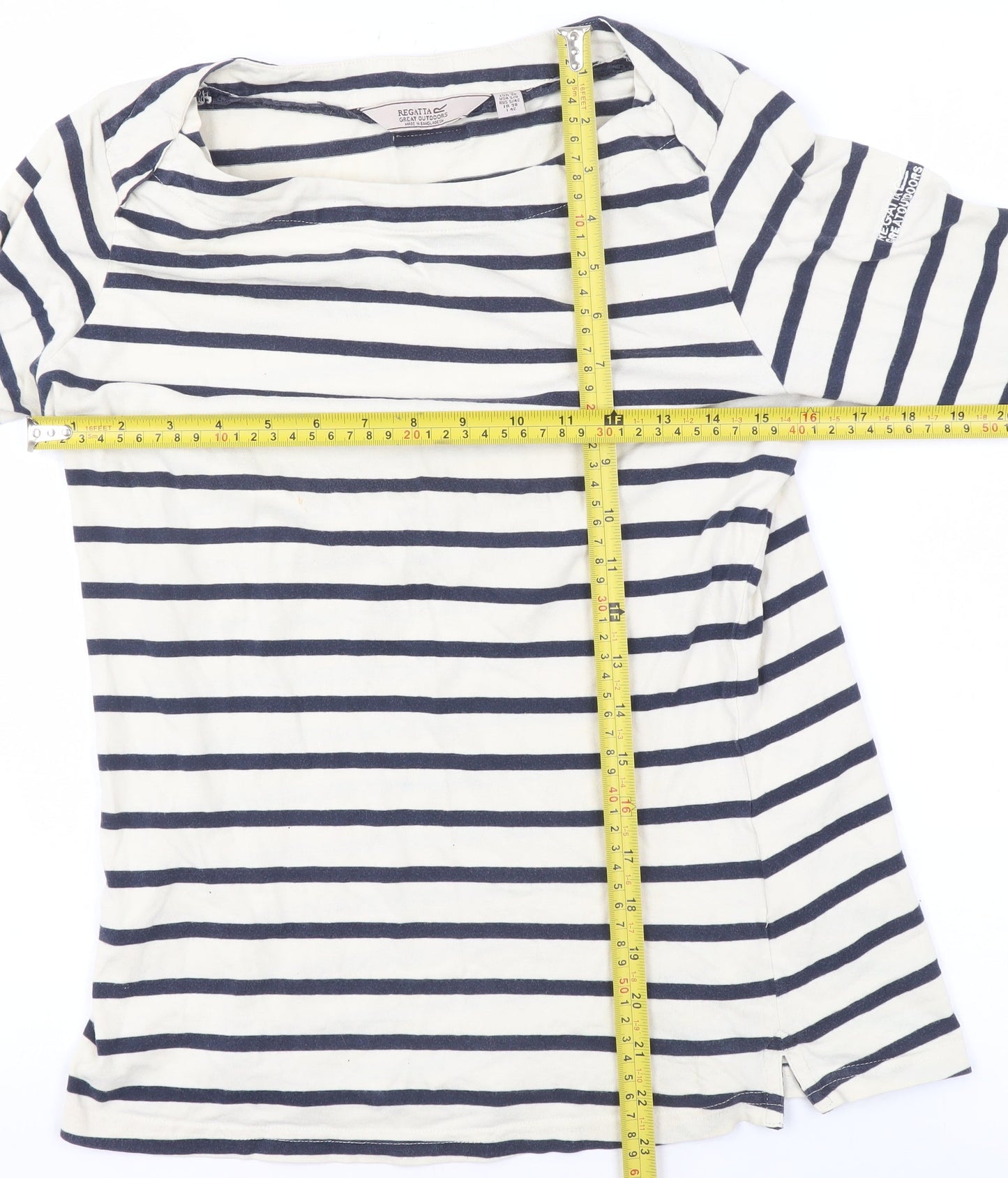 Regatta Women’s Blue Striped Cotton Long Sleeve Nautical T-Shirt Size 10