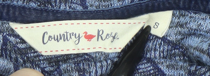 Country Rose Women's Blue Roll Neck Leaf Print Long Sleeve Top Size S