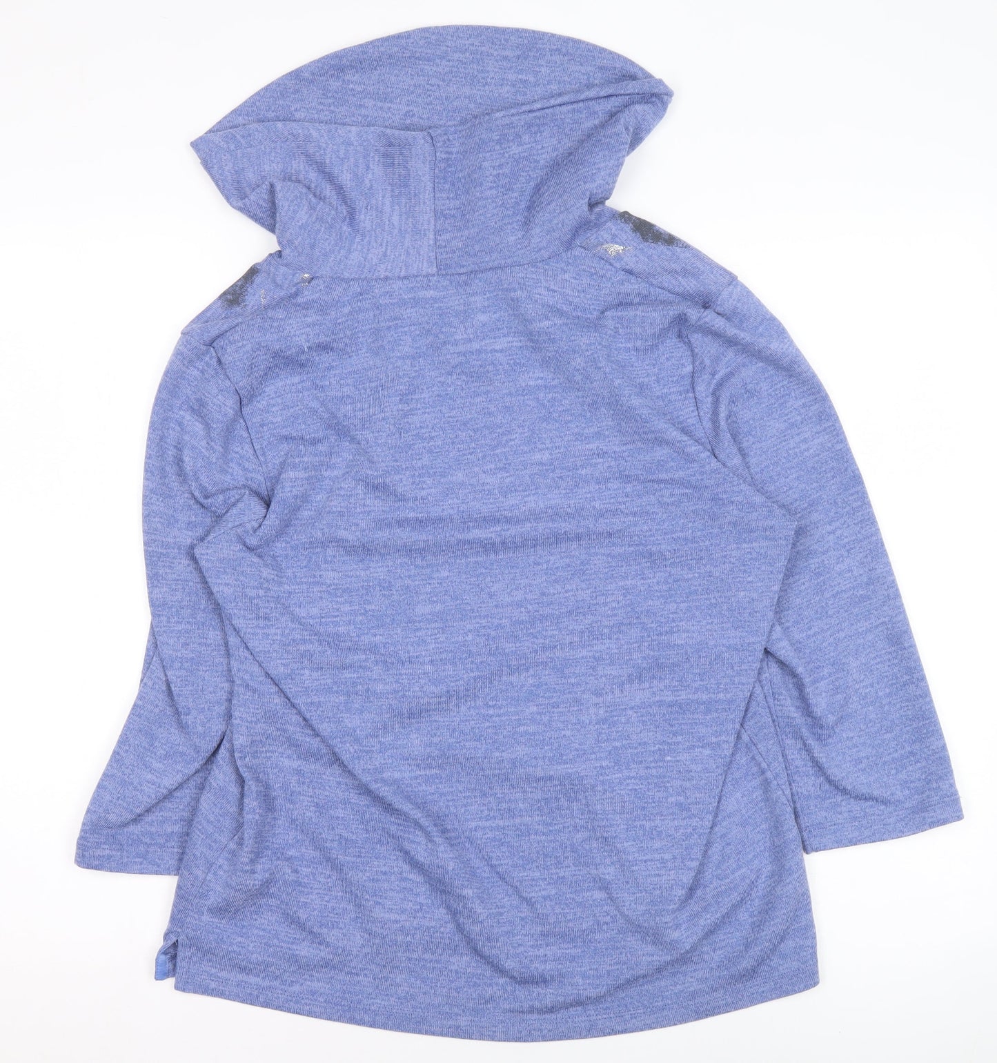 Tigi Womens Blue Glitter Print Hooded Pullover Sweatshirt Size 14/16