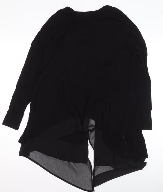 Label Lab Women Black Long Sleeve Asymmetrical Tunic Top Size 12