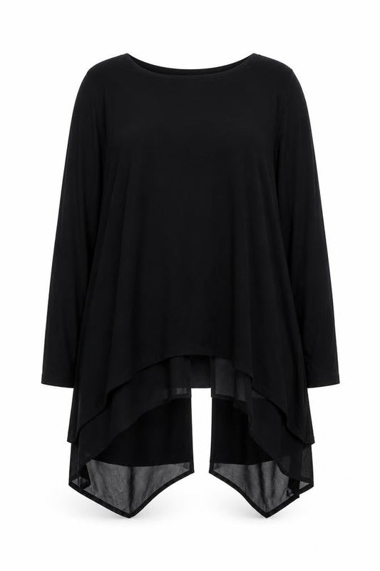 Label Lab Women Black Long Sleeve Asymmetrical Tunic Top Size 12