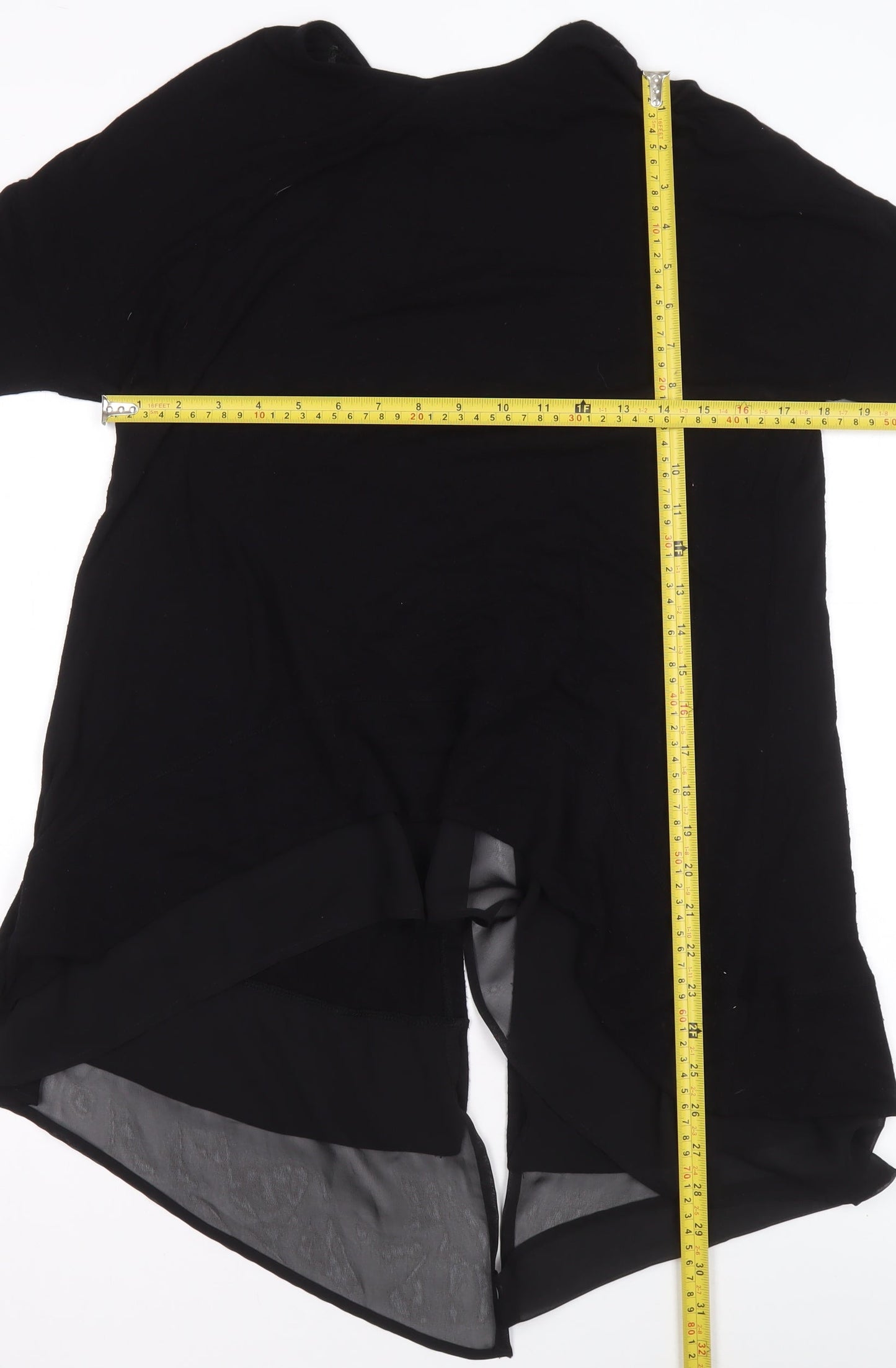 Label Lab Women Black Long Sleeve Asymmetrical Tunic Top Size 12