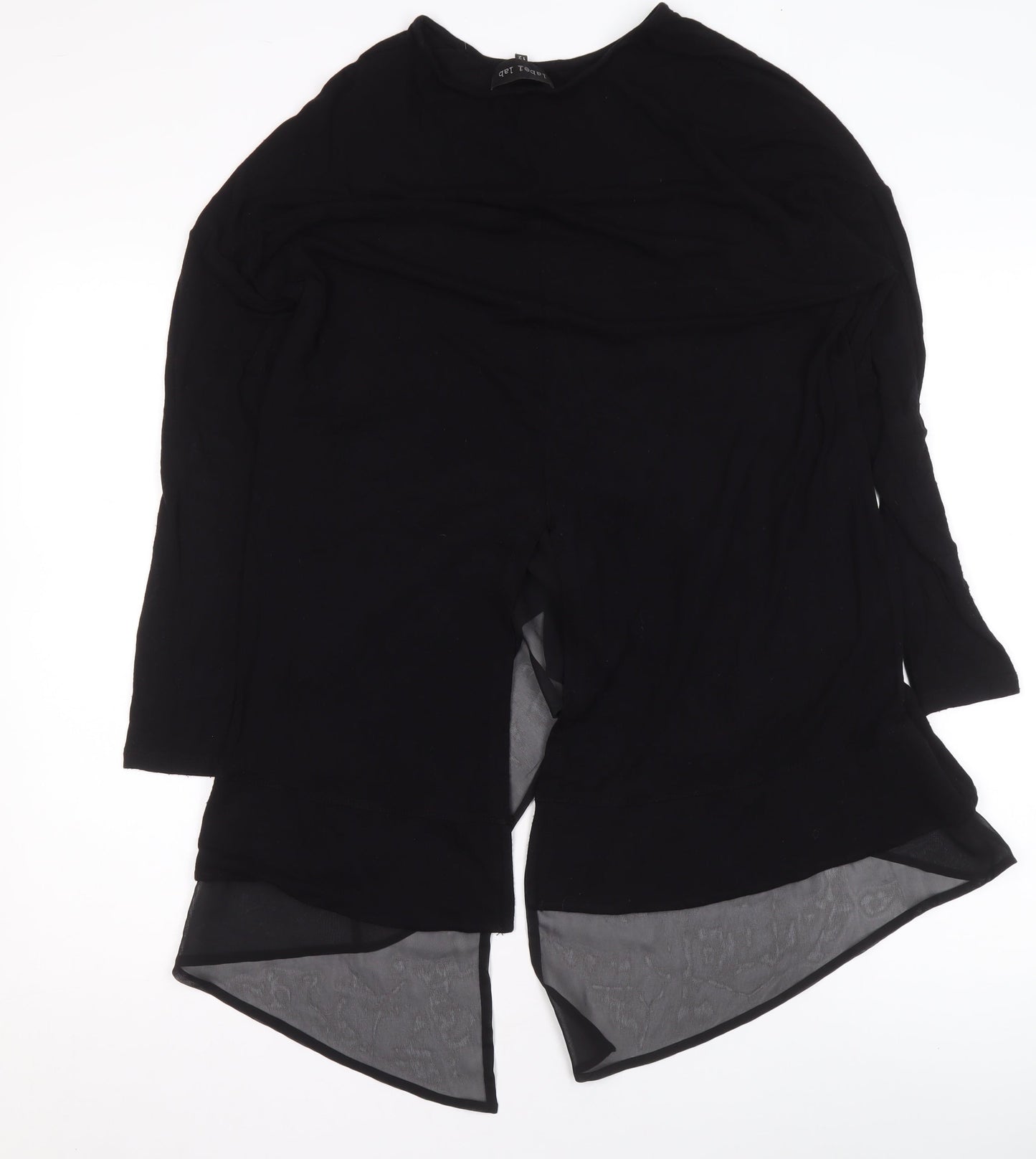 Label Lab Women Black Long Sleeve Asymmetrical Tunic Top Size 12