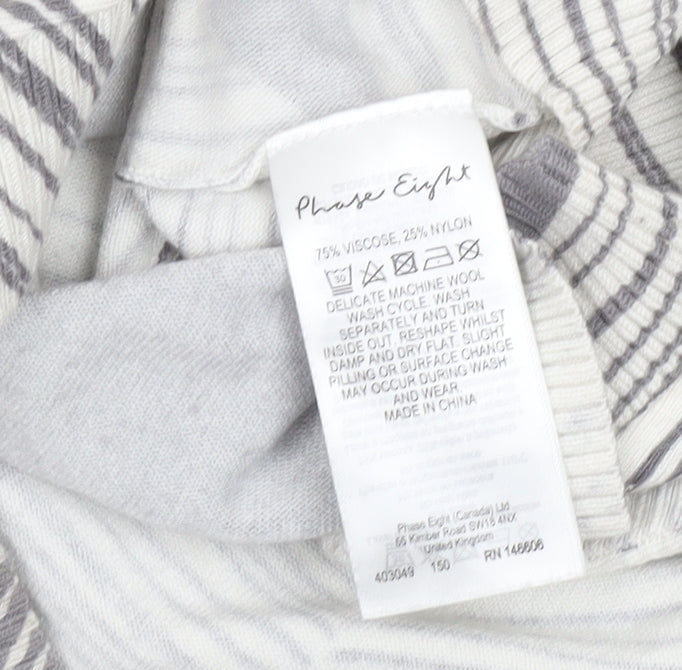 Phase Eight Women’s Grey Geometric Knit Pullover Jumper L