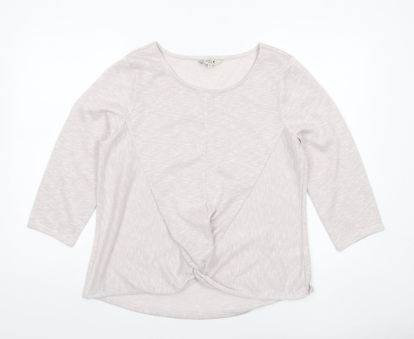 Spirit at M&Co Womens Pink Metallic Knit Twist Front Jumper Size 16