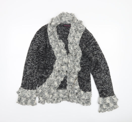 Jessica Graaf Women's Grey Chunky-Knit Ruffle Cardigan S