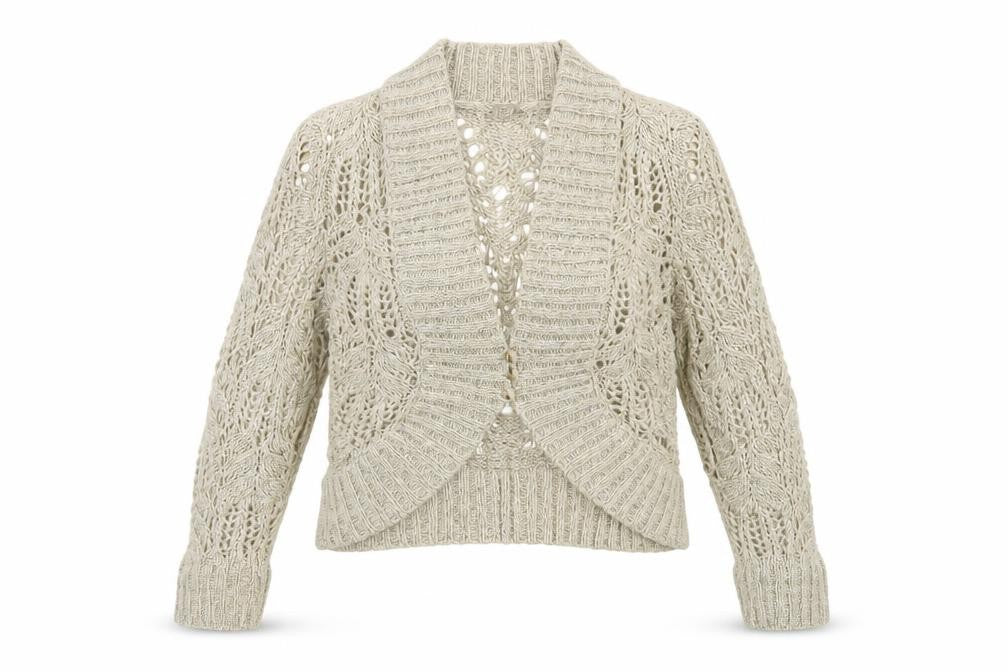 TU Women’s Beige Open-Knit Collared Cardigan Size 12