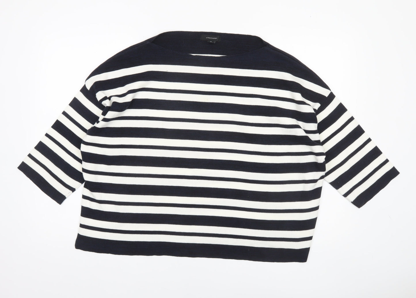Atmosphere Womens Blue Striped Boat Neck 3/4 Sleeve Jumper XL