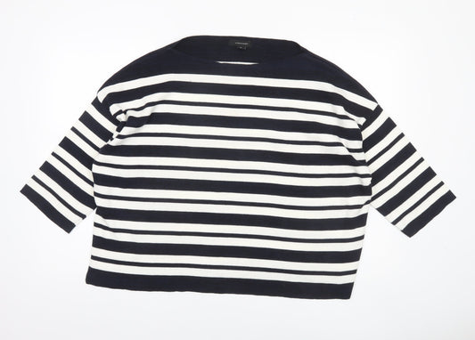 Atmosphere Womens Blue Striped Boat Neck 3/4 Sleeve Jumper XL