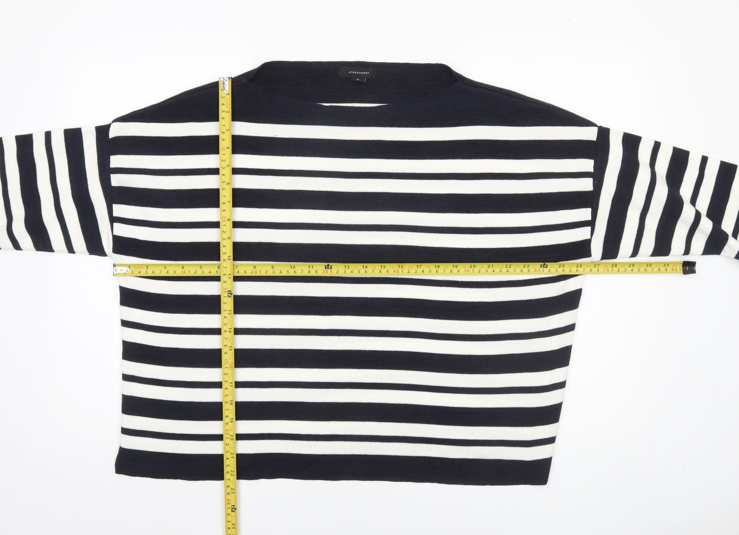 Atmosphere Womens Blue Striped Boat Neck 3/4 Sleeve Jumper XL