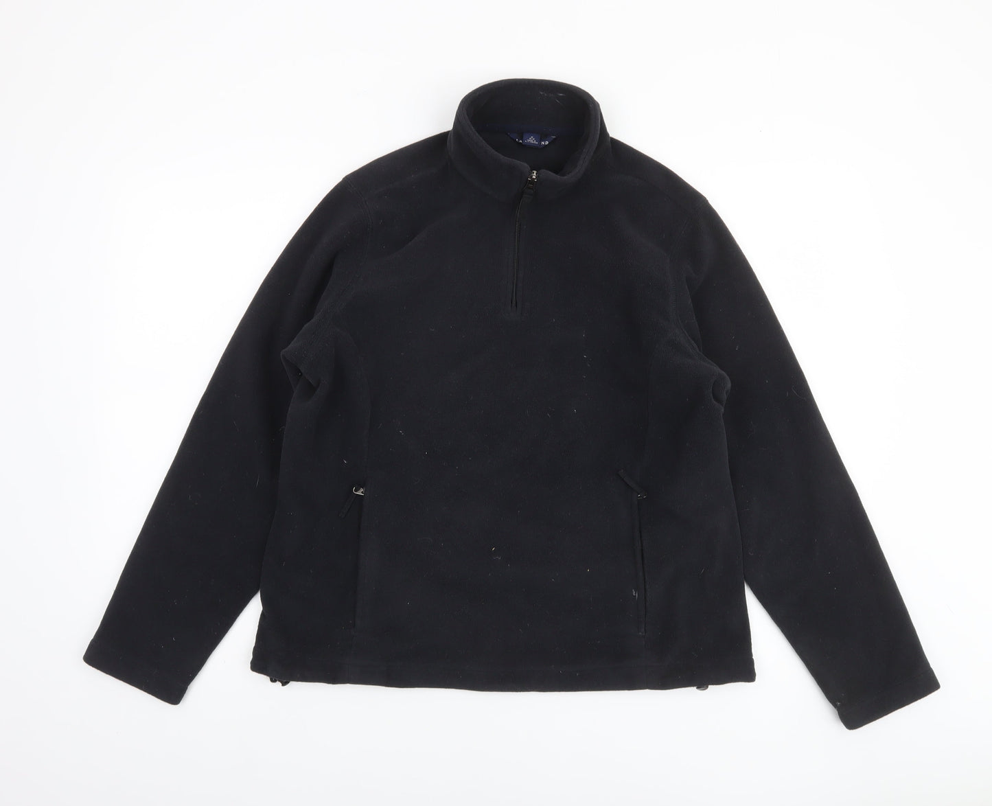 Lands' End Women Black Fleece 1/4 Zip Pullover Sweatshirt Size 10-12