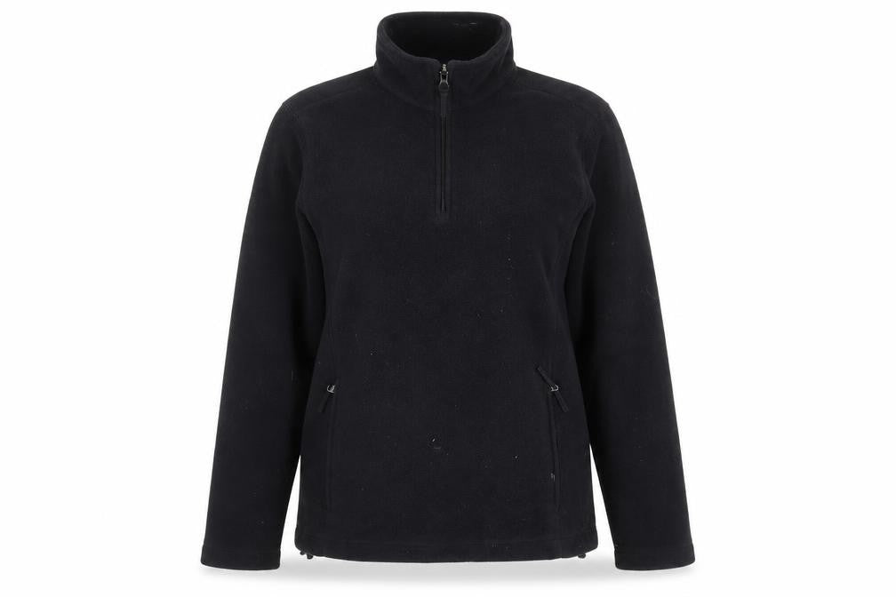 Lands' End Women Black Fleece 1/4 Zip Pullover Sweatshirt Size 10-12
