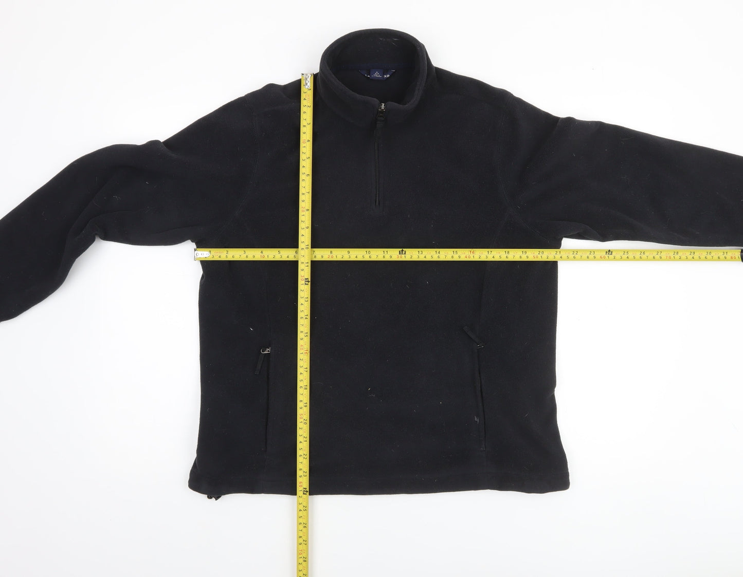 Lands' End Women Black Fleece 1/4 Zip Pullover Sweatshirt Size 10-12