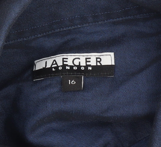 Jaeger Men's Blue 16 Long Sleeve 100% Cotton Formal Dress Shirt
