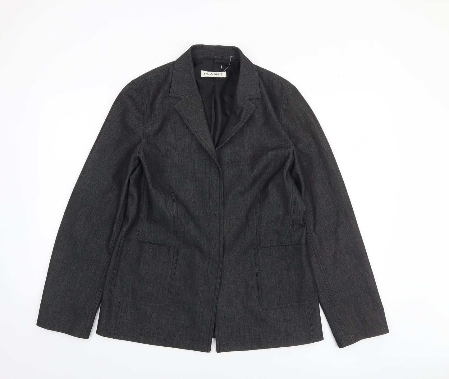 Planet Women Charcoal Grey Size 12 Single-Breasted Blazer Jacket