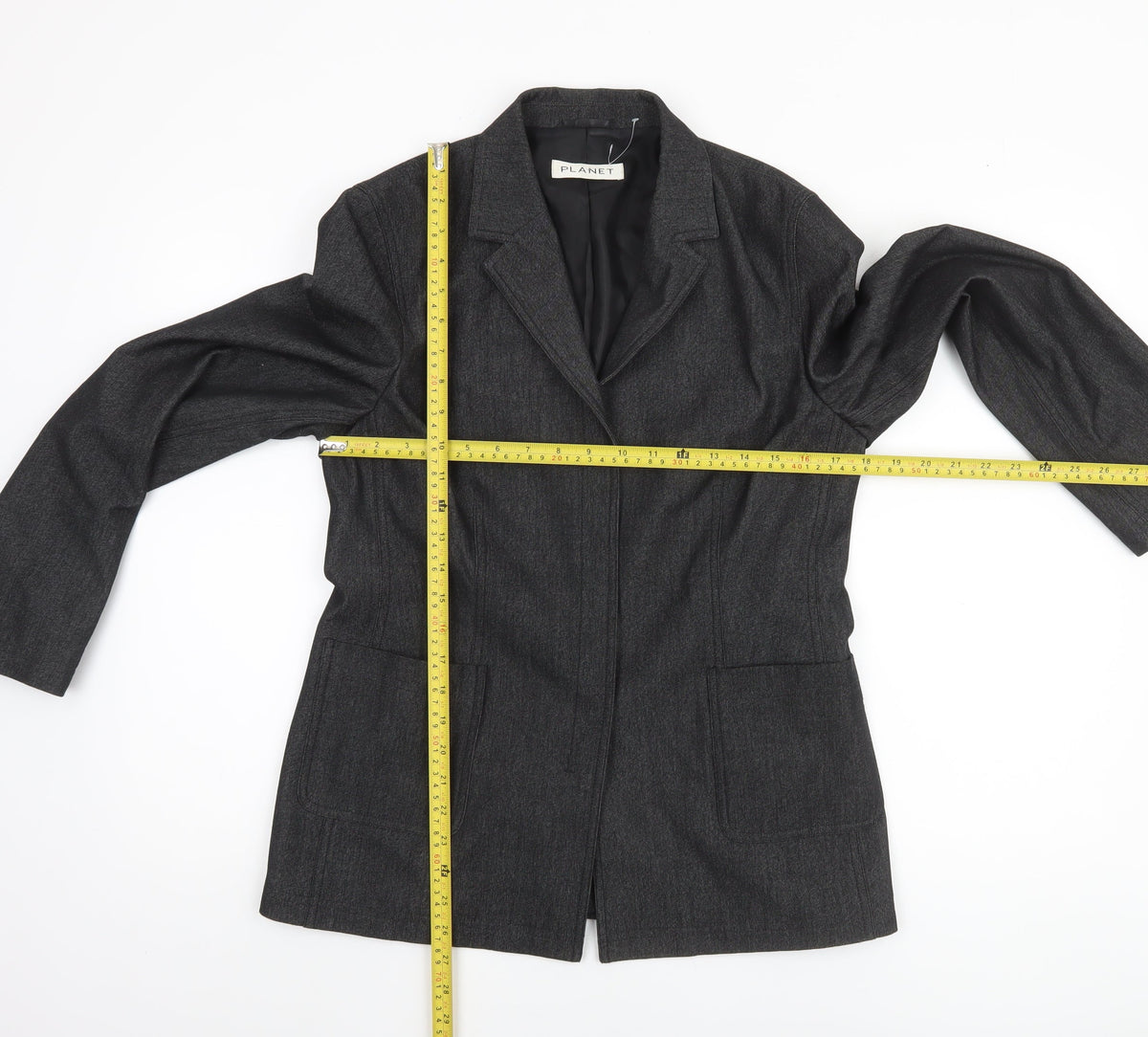 Planet Women Charcoal Grey Size 12 Single-Breasted Blazer Jacket