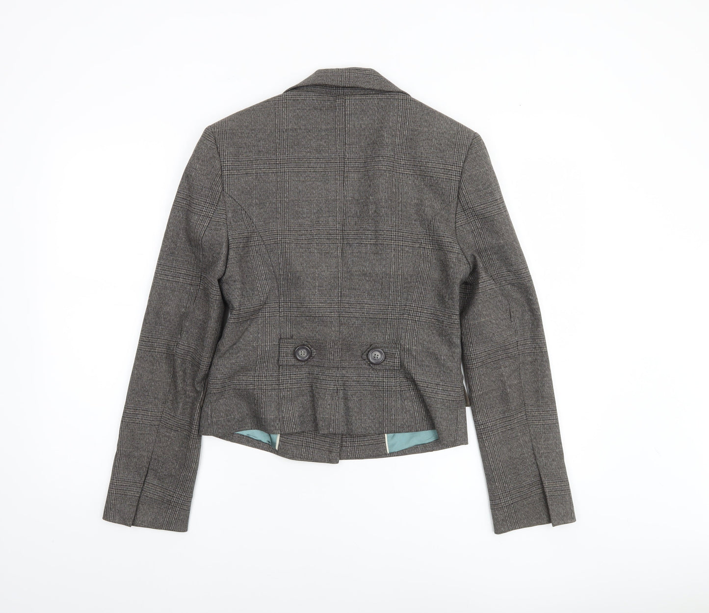 Next Women Grey Check Two-Button Blazer Jacket Size 10R Formal Workwear