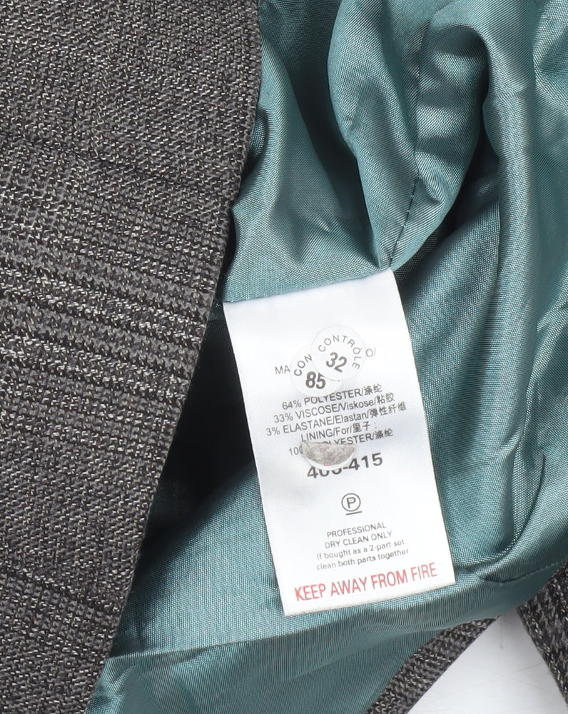 Next Women Grey Check Two-Button Blazer Jacket Size 10R Formal Workwear