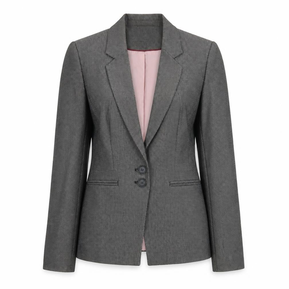 Next Women Grey Regular Fit Tailored Two-Button Blazer Size 10