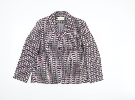 Eastex Women's Purple Tweed Wool Blend Single-Breasted Blazer Size 10