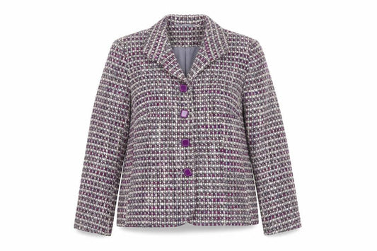 Eastex Women's Purple Tweed Wool Blend Single-Breasted Blazer Size 10