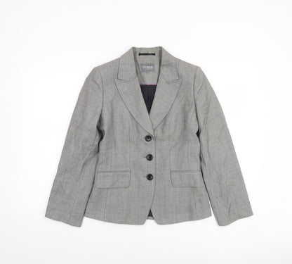 Additional front view of TM Lewin Woman Grey Wool Single-Breasted Blazer, size 8