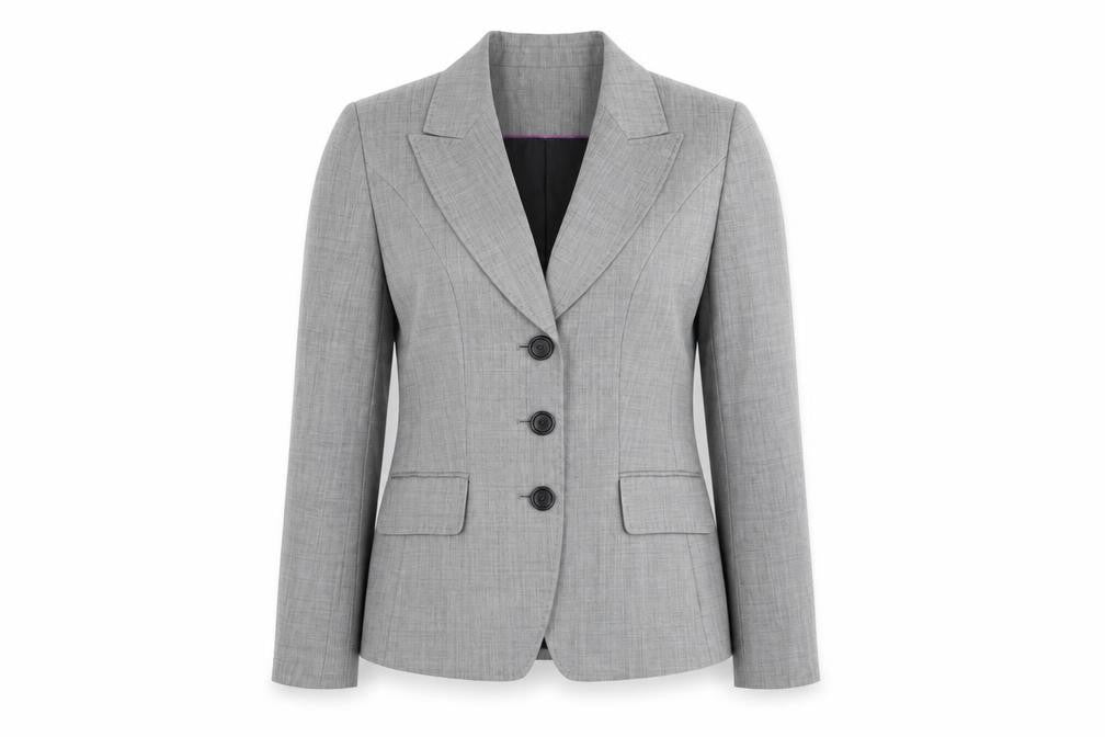 TM Lewin Woman Grey Wool Single-Breasted Blazer Size 8