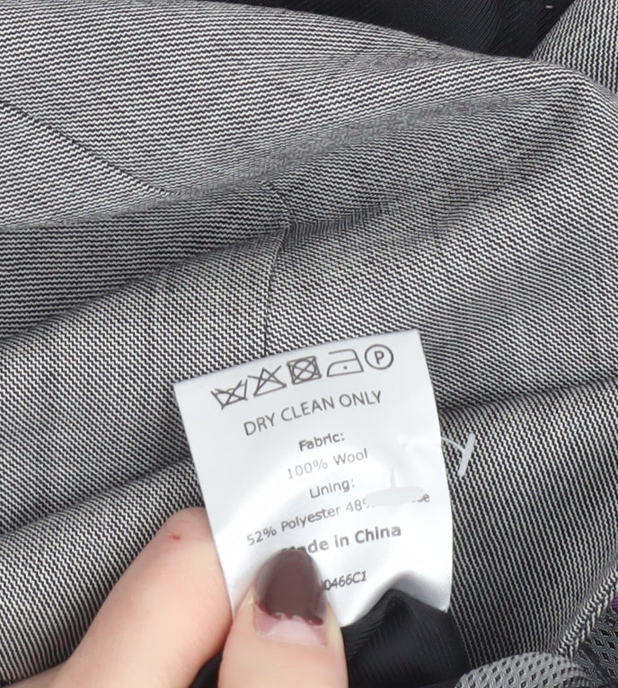TM Lewin Woman Grey Wool Single-Breasted Blazer Size 8