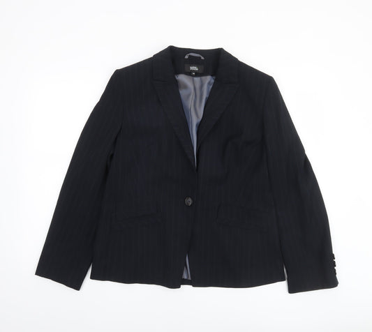 Marks and Spencer Women Black Pinstripe Suit Jacket Size 16 Classic
