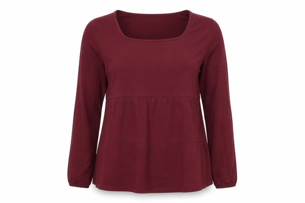 Lands' End Women's Red Long Sleeve Tunic Blouse UK M
