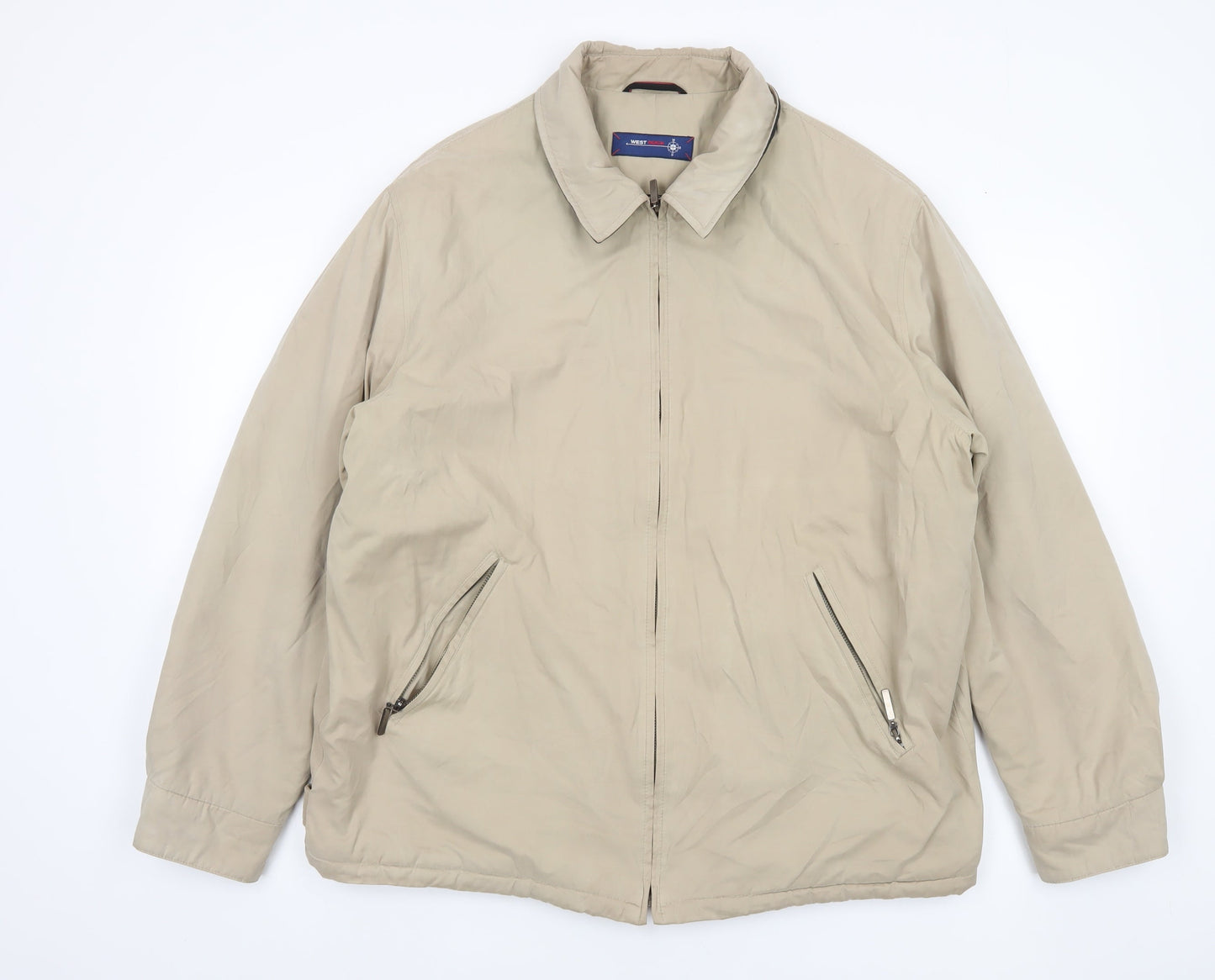 West Rock Men's Beige L Basic Jacket Full Zip Lined Casual Outdoor